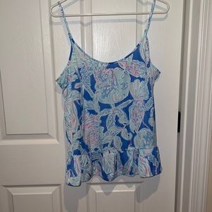 Lilly Pulitzer Adjustable Spaghetti Strap Tank in Bay Blue Into The Deep
